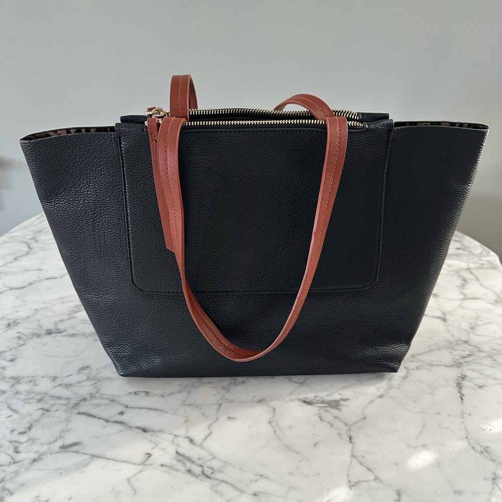 Shiraleah Black and Brown Women's Vegan Leather Tote Bag. New Without Tags - Picture 2 of 6